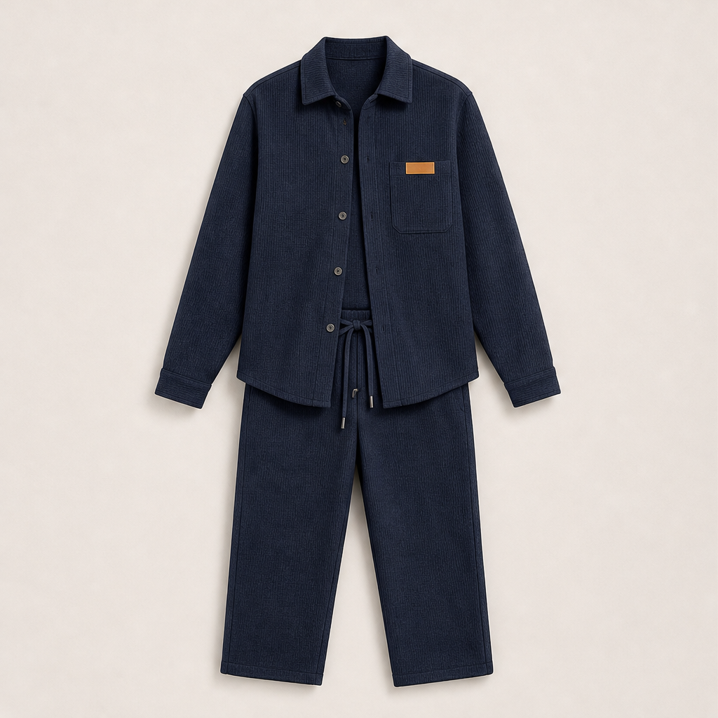 Velluna – Completo Due Pezzi in Tessuto Waffle Navy