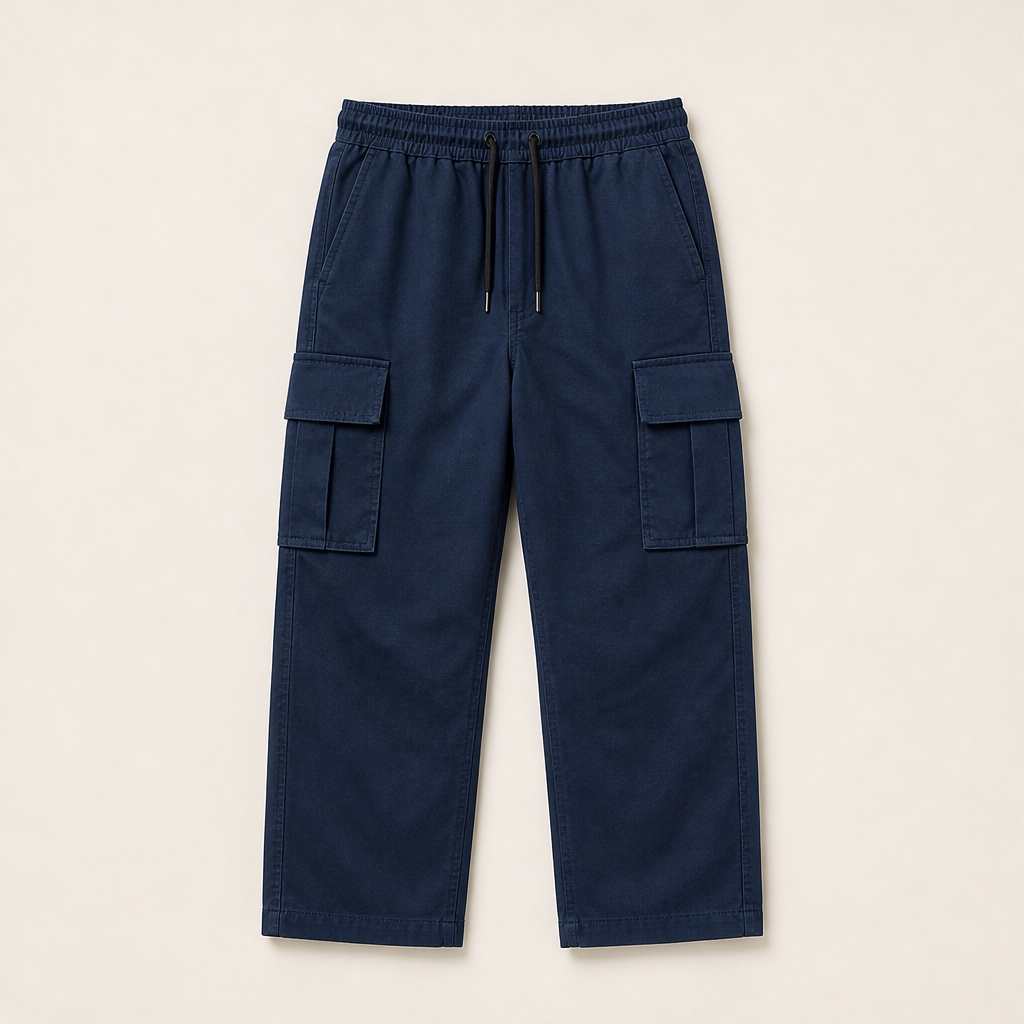 Varenzo – Pantaloni Cargo Comodi Multitasche Navy