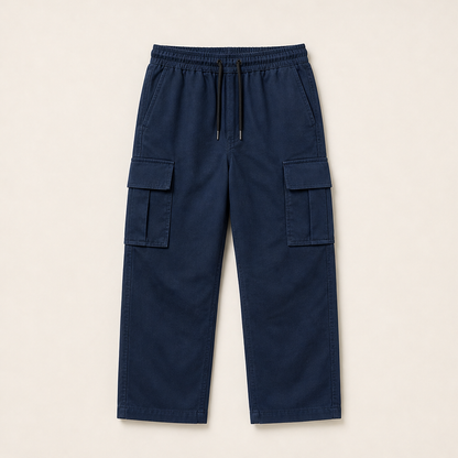 Varenzo – Pantaloni Cargo Comodi Multitasche Navy
