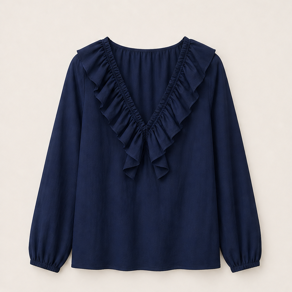 Velmora – Camicetta con Scollo a V e Rouches Navy