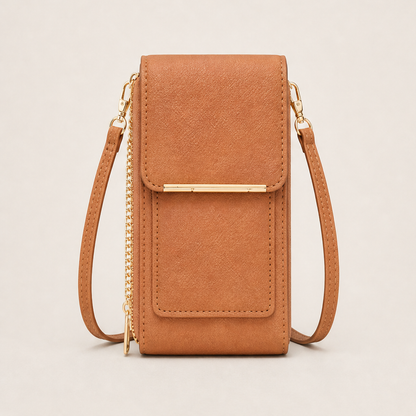 Velmora – Mini Borsa a Tracolla Porta Cellulare RFID Tan