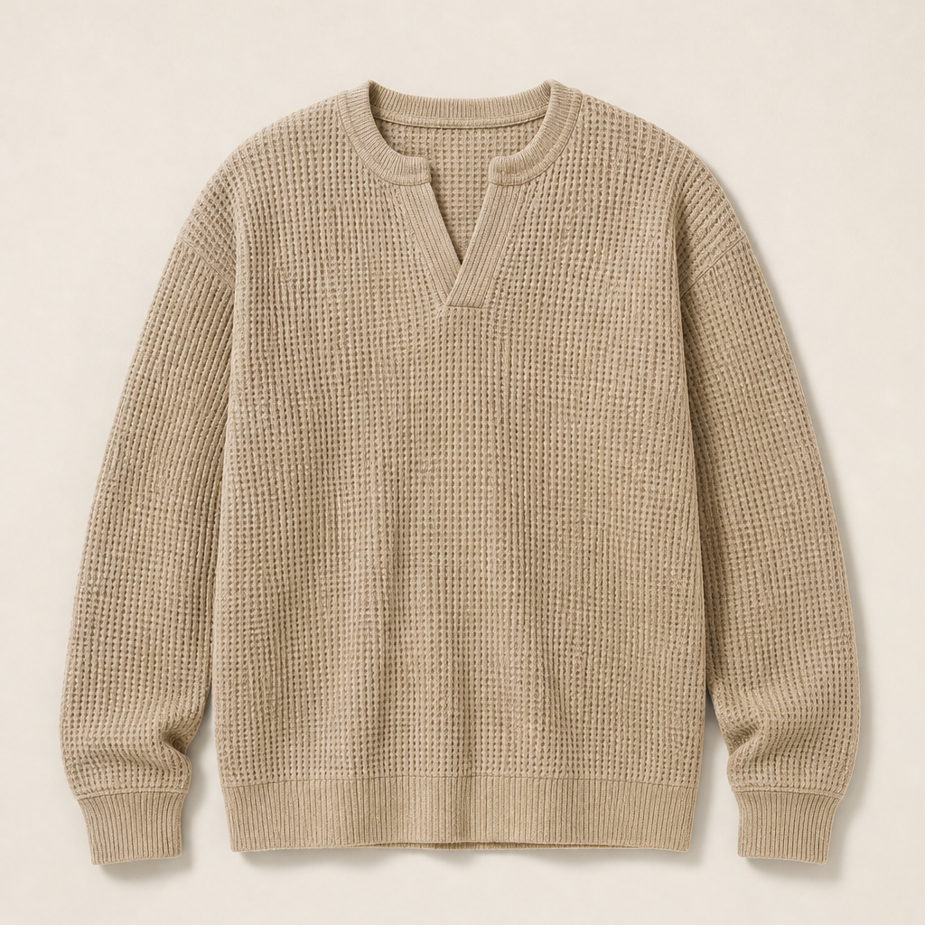 Vaffelo – Maglia a Maniche Lunghe Effetto Waffle Beige