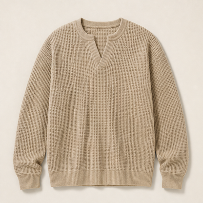 Vaffelo – Maglia a Maniche Lunghe Effetto Waffle Beige