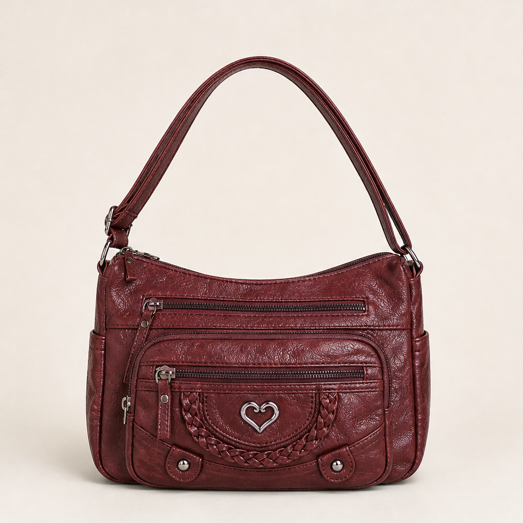 Vellora – Borsa a Tracolla Multitasche in Pelle PU Burgundy