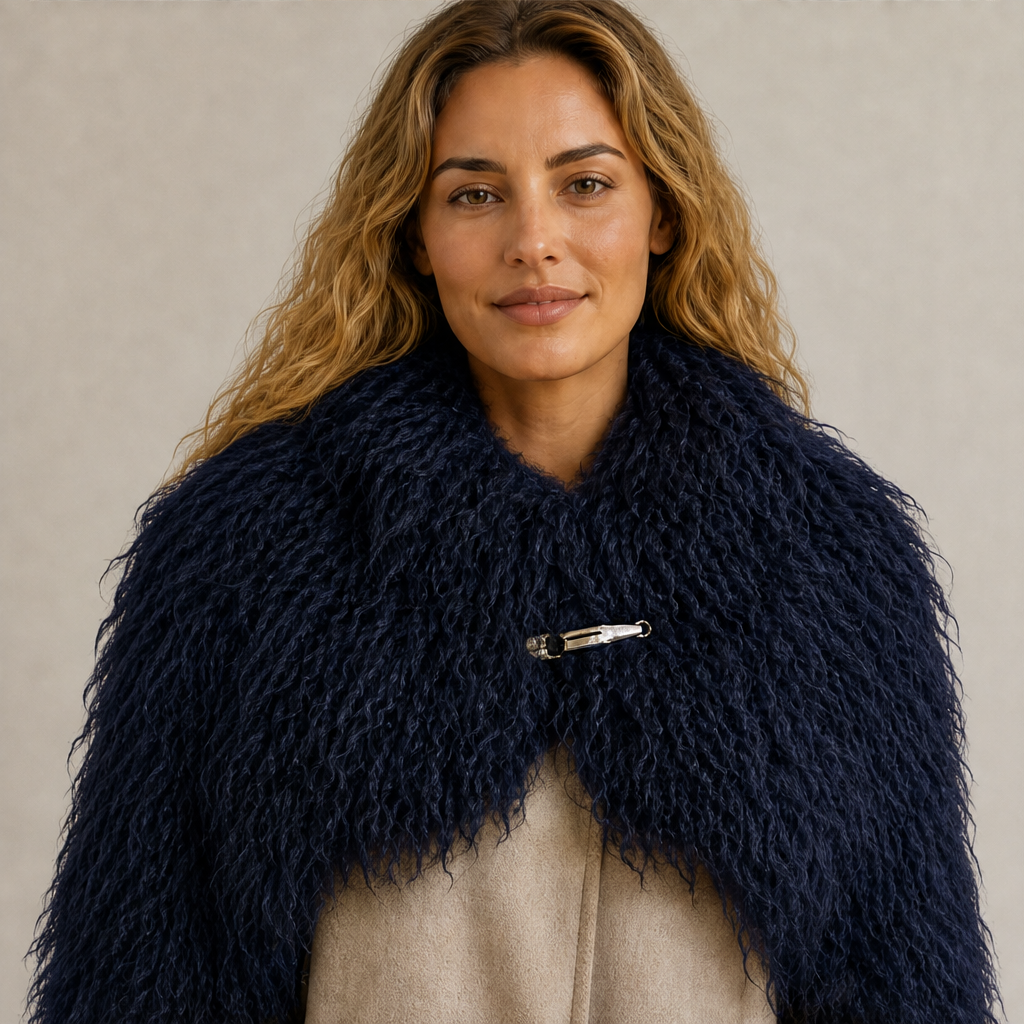 Velmara – Bolero a Maniche Oversize con Clip Navy