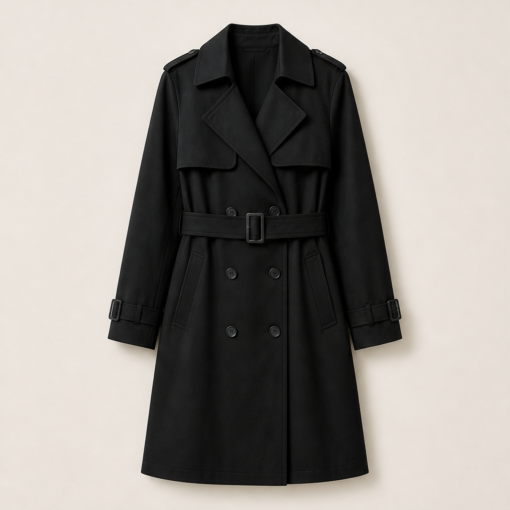 Velmora – Trench Coat Doppiopetto Midi Black