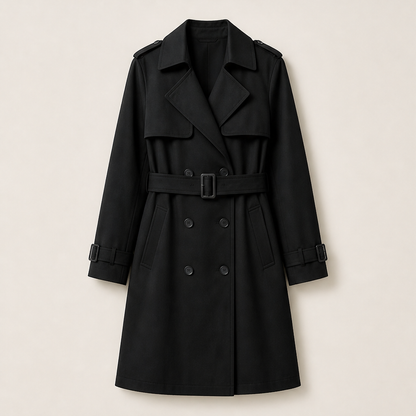 Velmora – Trench Coat Doppiopetto Midi Black