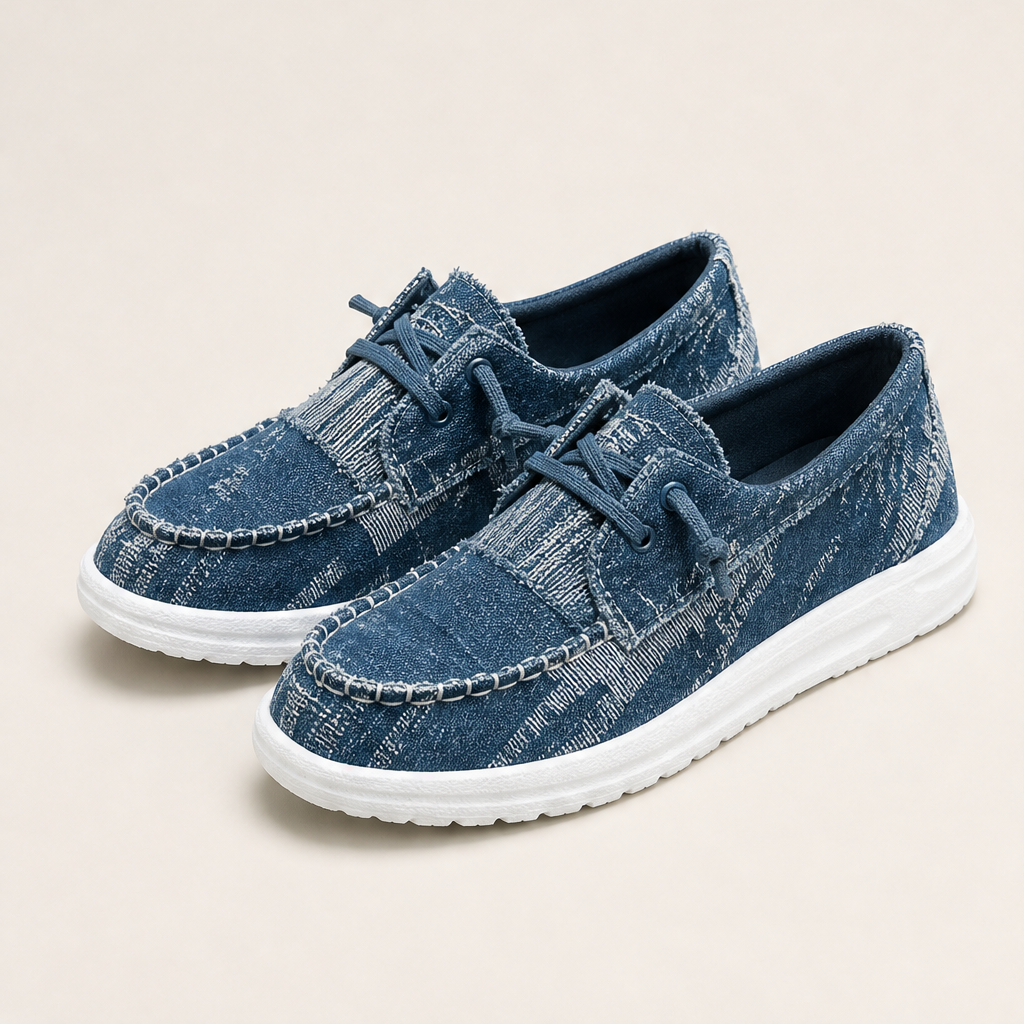 Aigerim – Sneakers Basse in Denim Con Lacci Navy