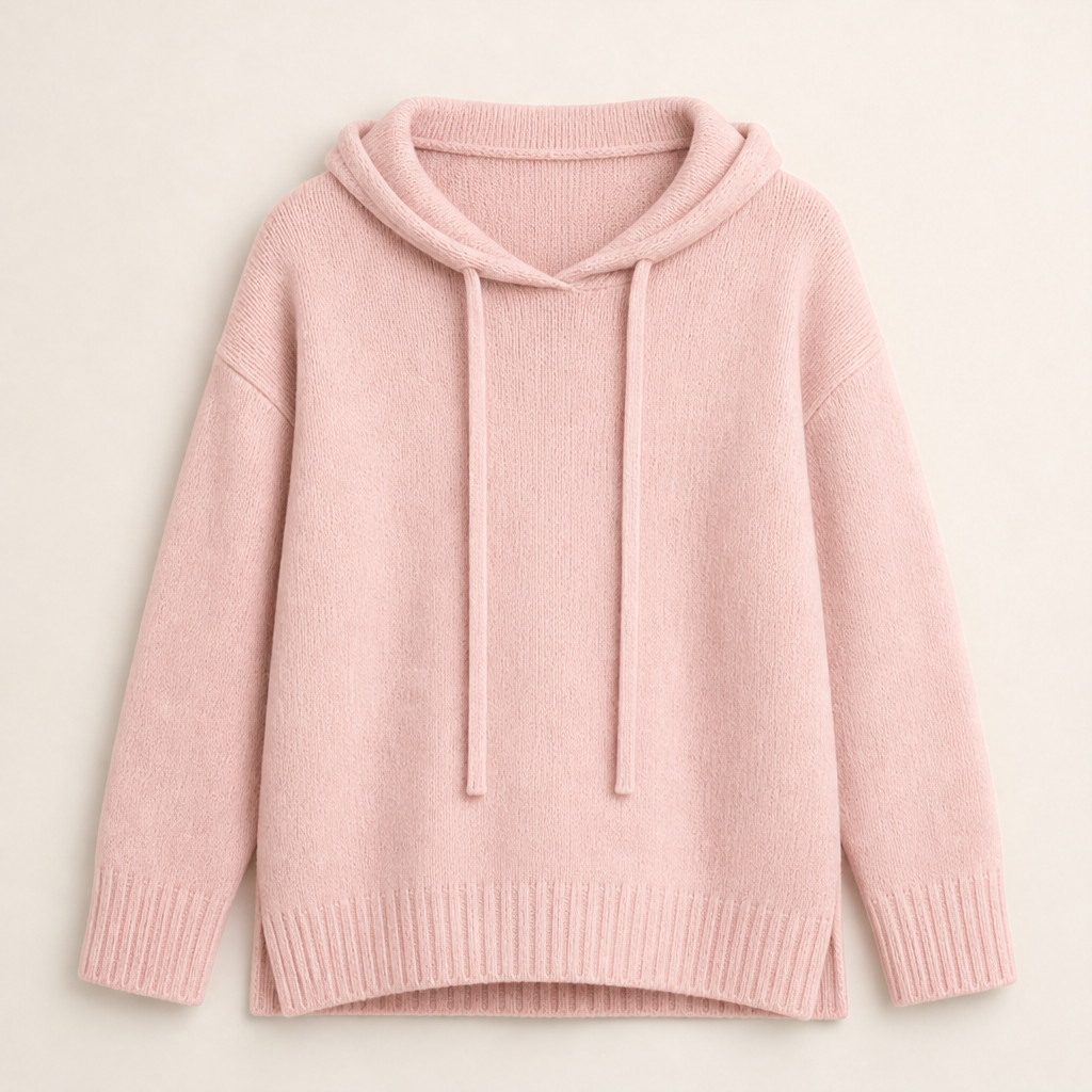 Novarine – Maglione Girocollo con Cappuccio in Maglia Pink