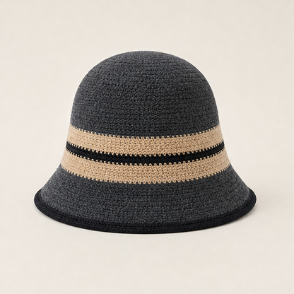 Verolli – Cappello Cloche a Righe Pieghevole Grey