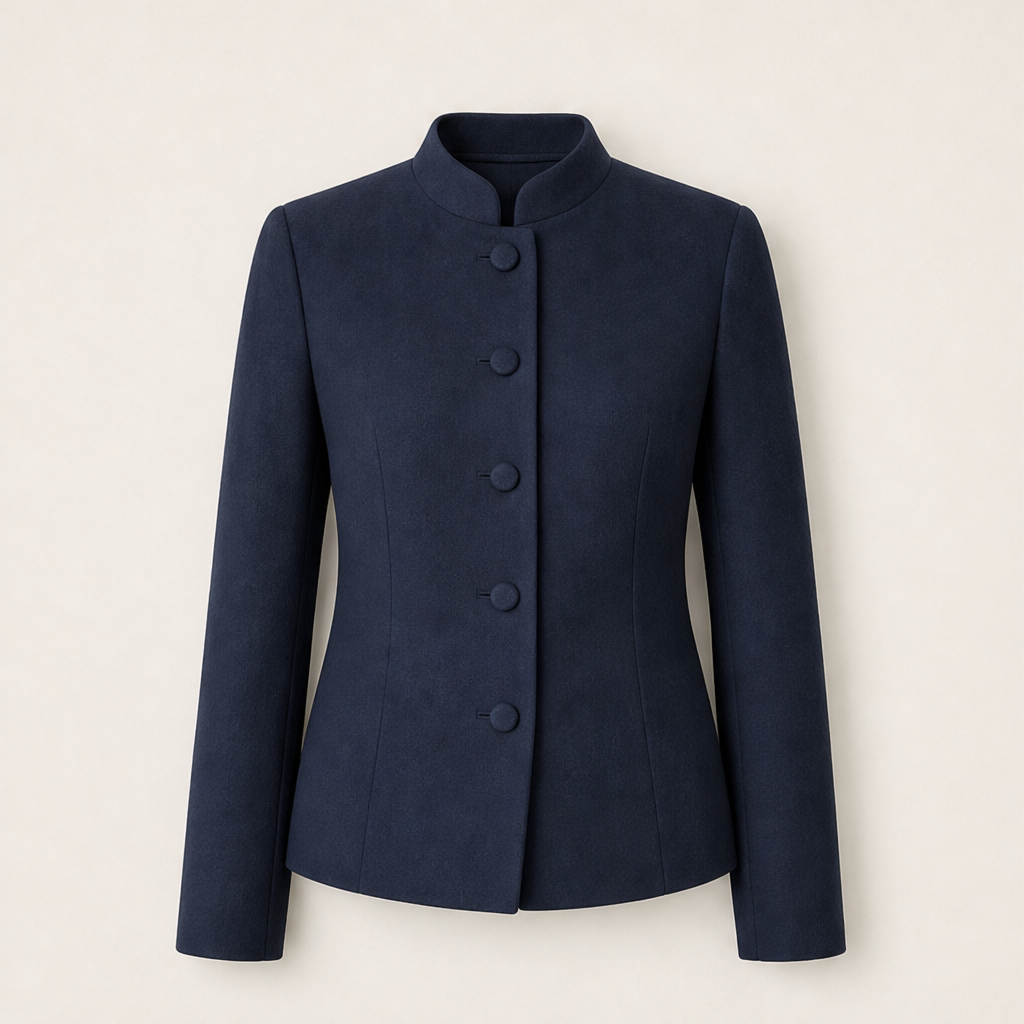 Valcera – Giacca Nehru in Lana Sartoriale Navy
