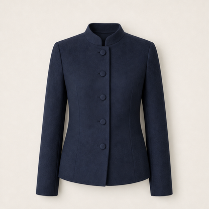 Valcera – Giacca Nehru in Lana Sartoriale Navy