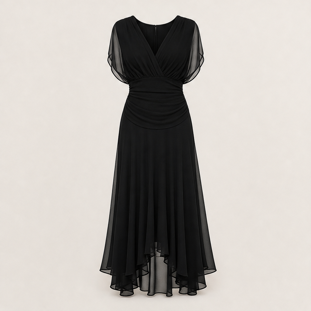 Verilume – Abito Lungo Drappeggiato da Sera Black