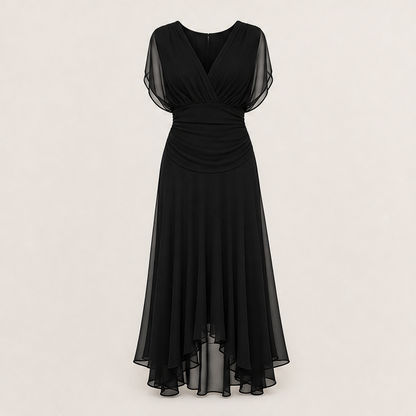 Verilume – Abito Lungo Drappeggiato da Sera Black