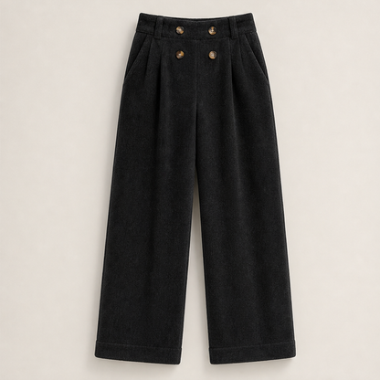 Vareluna – Pantaloni a Vita Alta Doppiopetto Black