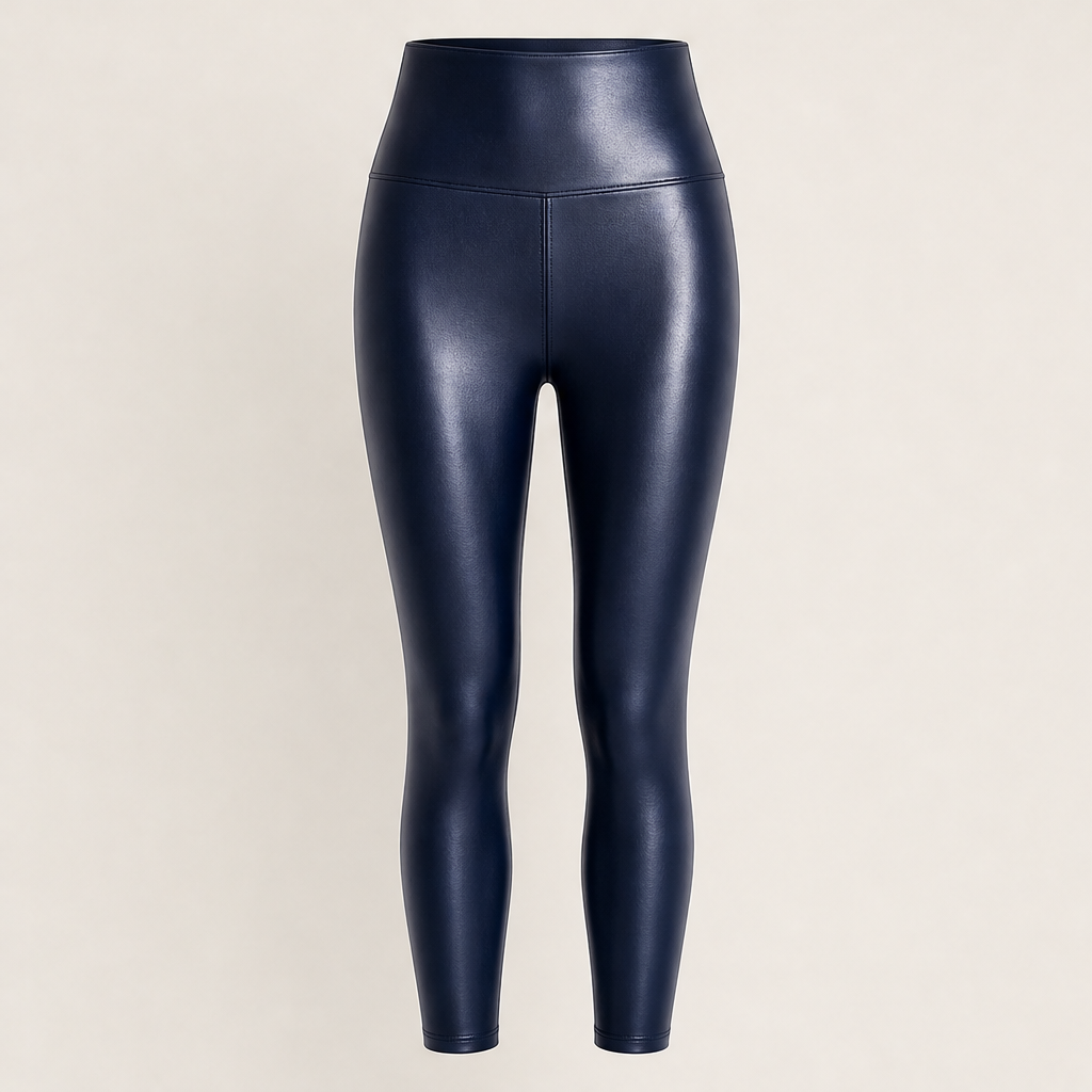 Calorra – Leggings in Ecopelle a Vita Alta con Foderina Termica Navy