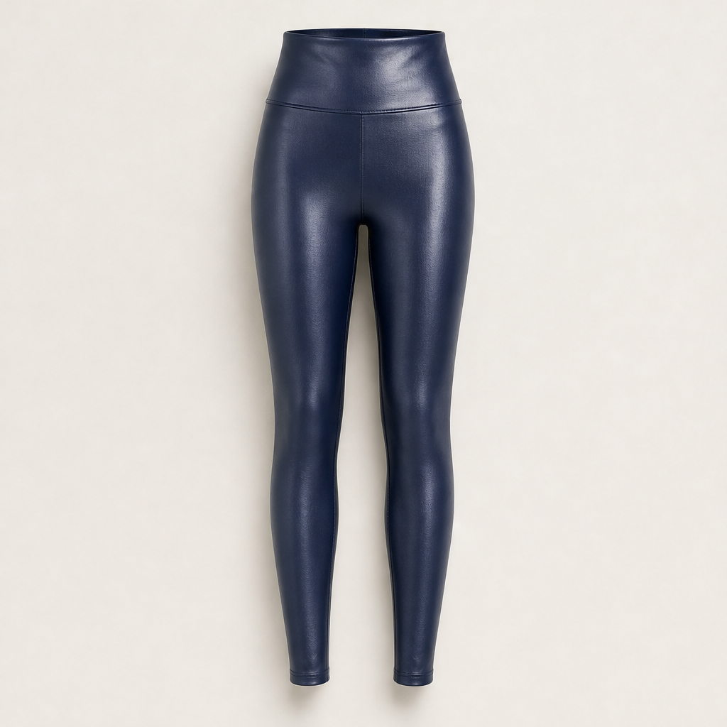 Velnora – Leggings in Ecopelle a Vita Alta Navy
