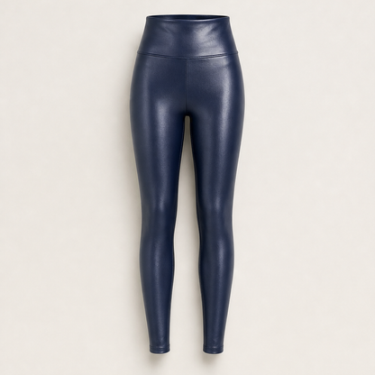 Velnora – Leggings in Ecopelle a Vita Alta Navy