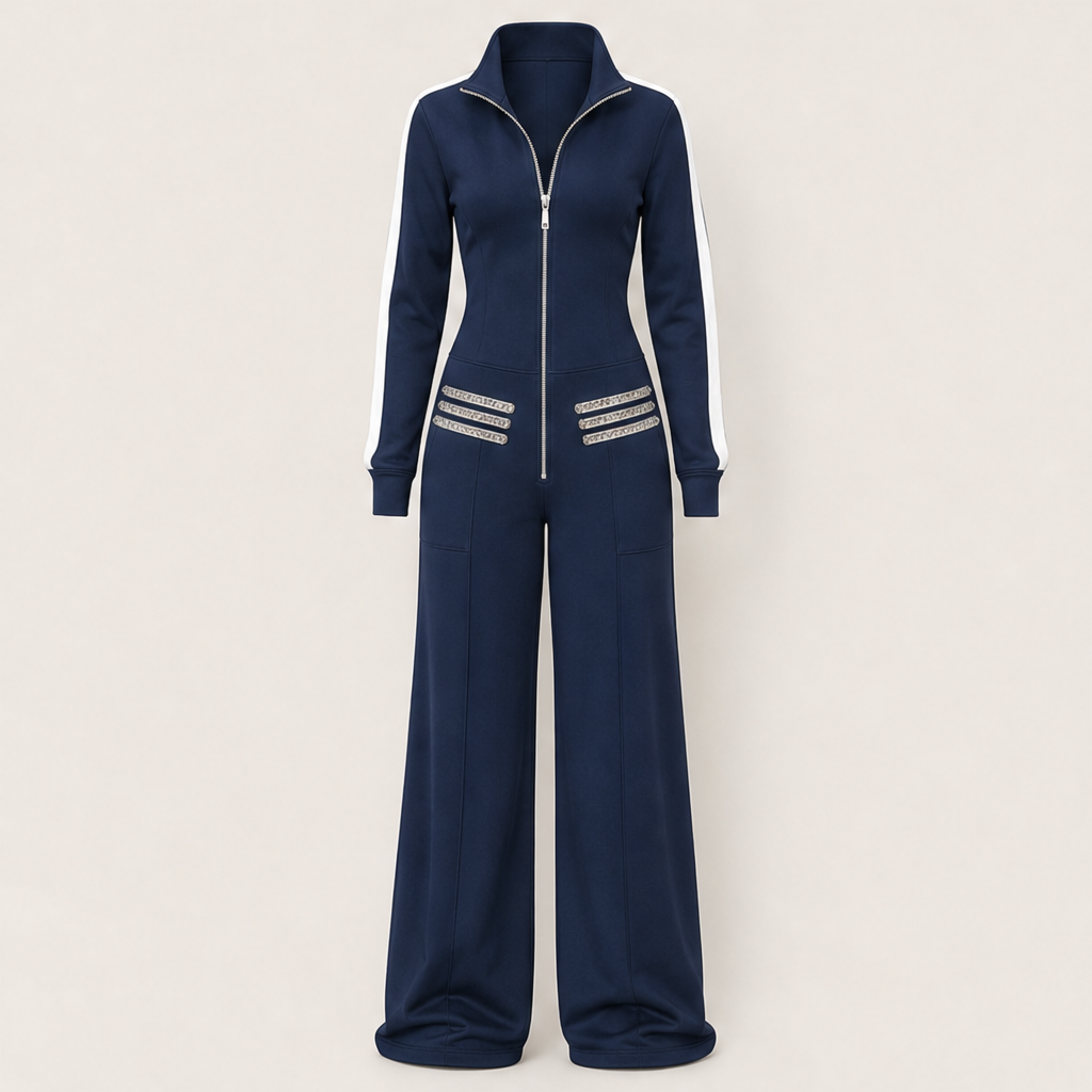 Voltera – Tuta Jumpsuit Militare in Felpa Navy