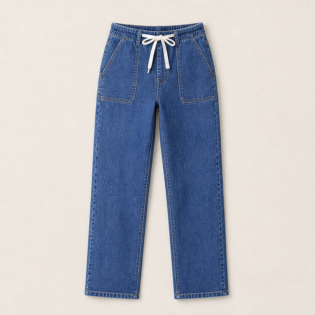 Denvara – Pantaloni Jogger in Denim con Coulisse Blue
