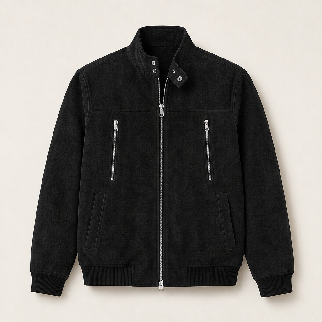 Velmara – Giacca Bomber Scamosciata Collo Coreano Black