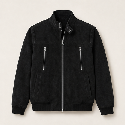 Velmara – Giacca Bomber Scamosciata Collo Coreano Black