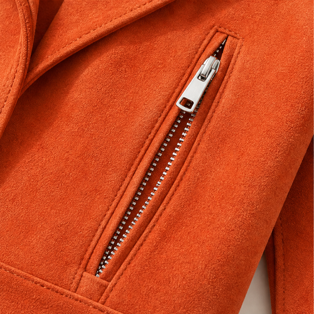 Varonne – Giacca Biker Slim Fit in Microscamosciato detail