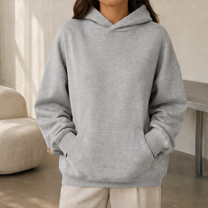 Vorelio – Felpa Oversize con Cappuccio Grey