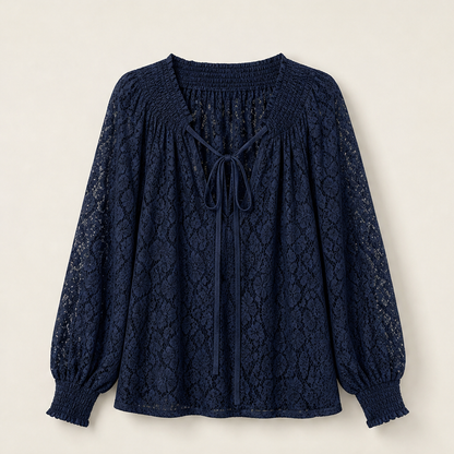 Veluria – Blusa in Pizzo con Coulisse Navy