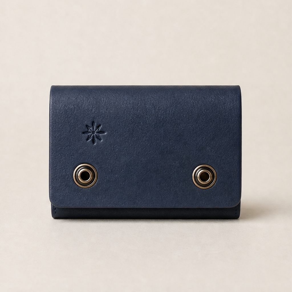 Covaleo – Portafoglio Compatto in Pelle Crazy Horse Navy