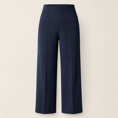 Morvella – Pantaloni a Vita Alta Gamba Larga Navy