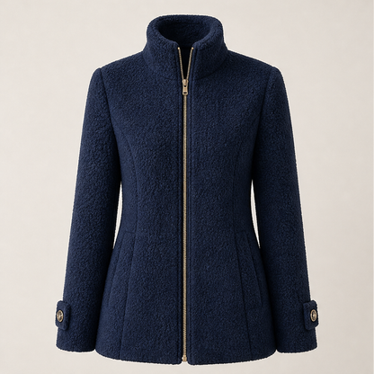 Morvenne – Giacca in Pile Collo Alla Coreana Navy