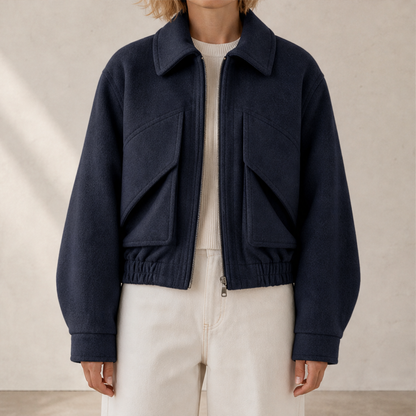 Verelio – Giacca in Misto Lana Spalla Ampia Navy