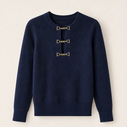 Voralia – Maglia Costine con Fibbie Dorate Navy