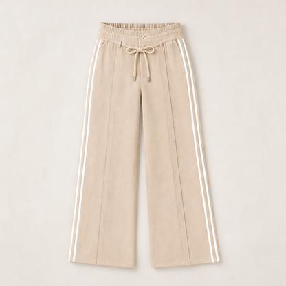 Velmora – Pantaloni a Vita Alta con Coulisse Beige