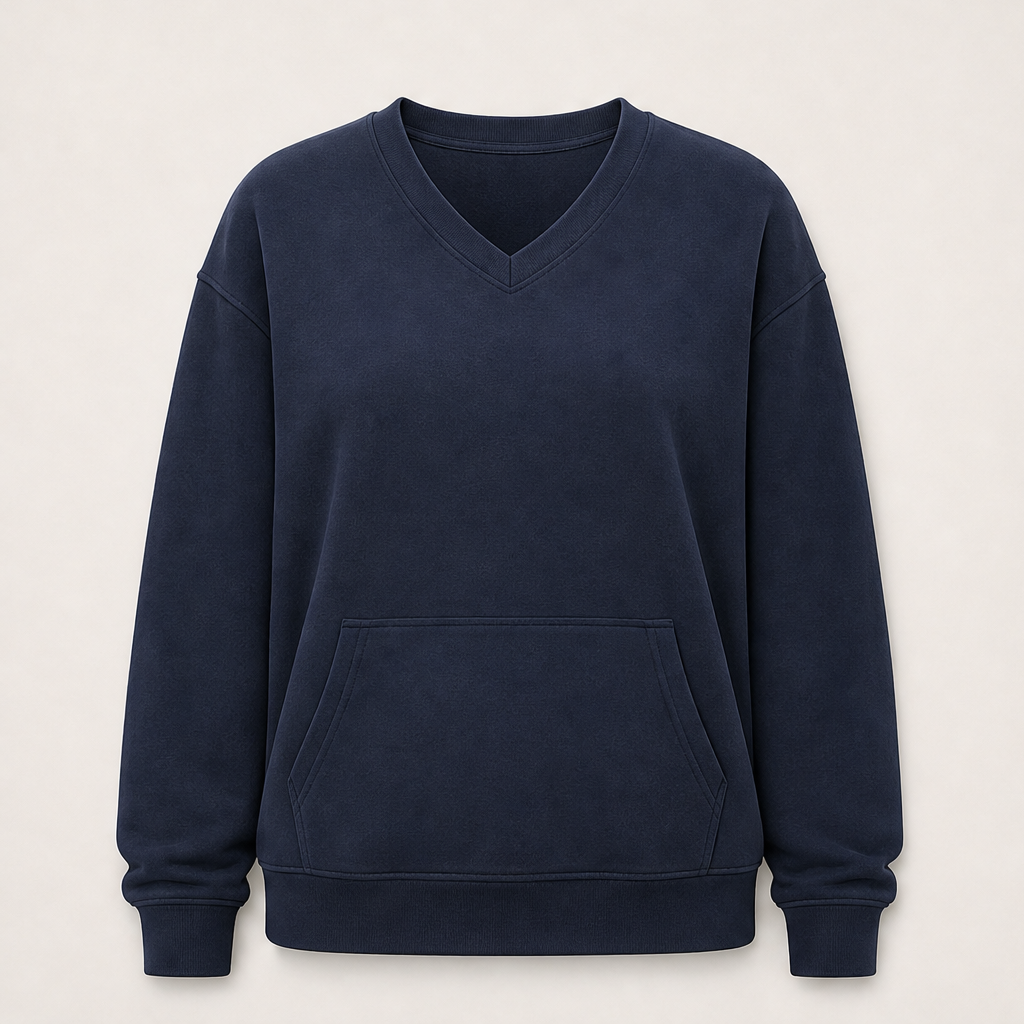 Ventalia – Felpa Scollo a V con Tasca Canguro Navy