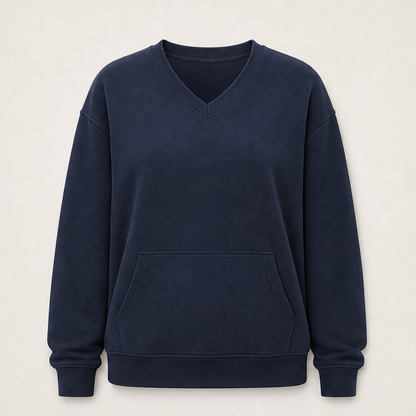 Ventalia – Felpa Scollo a V con Tasca Canguro Navy