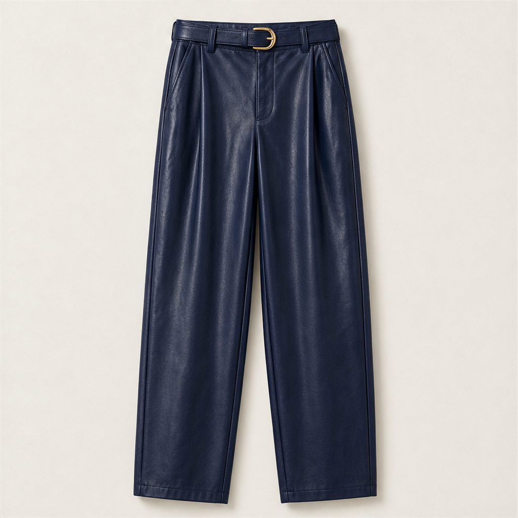 Velmora – Pantaloni Balloon in Similpelle Navy