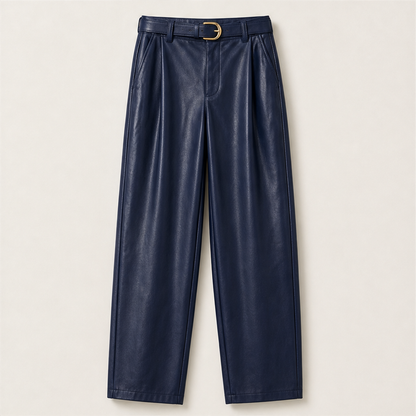 Velmora – Pantaloni Balloon in Similpelle Navy