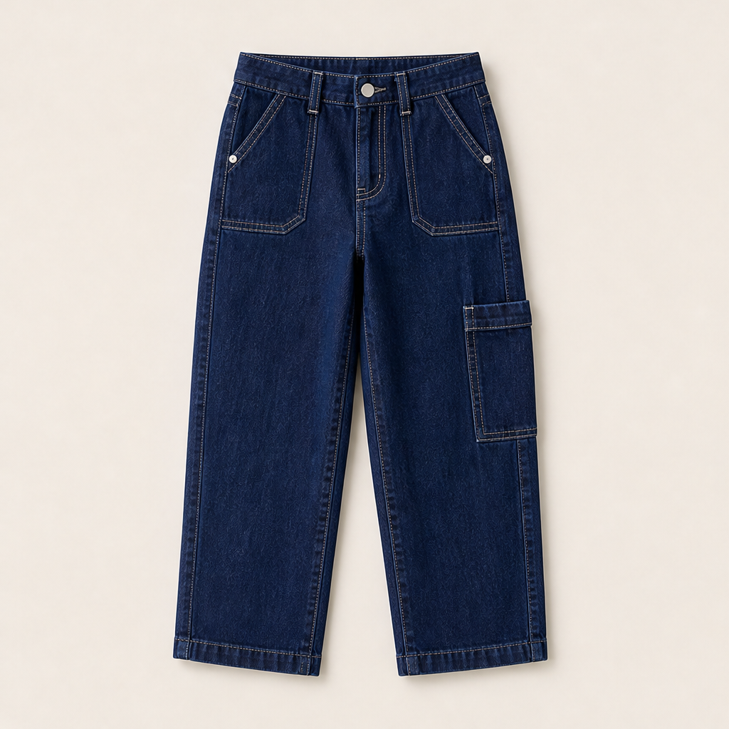 Barolyn – Jeans Cropped Gamba Ampia Elasticizzati Navy