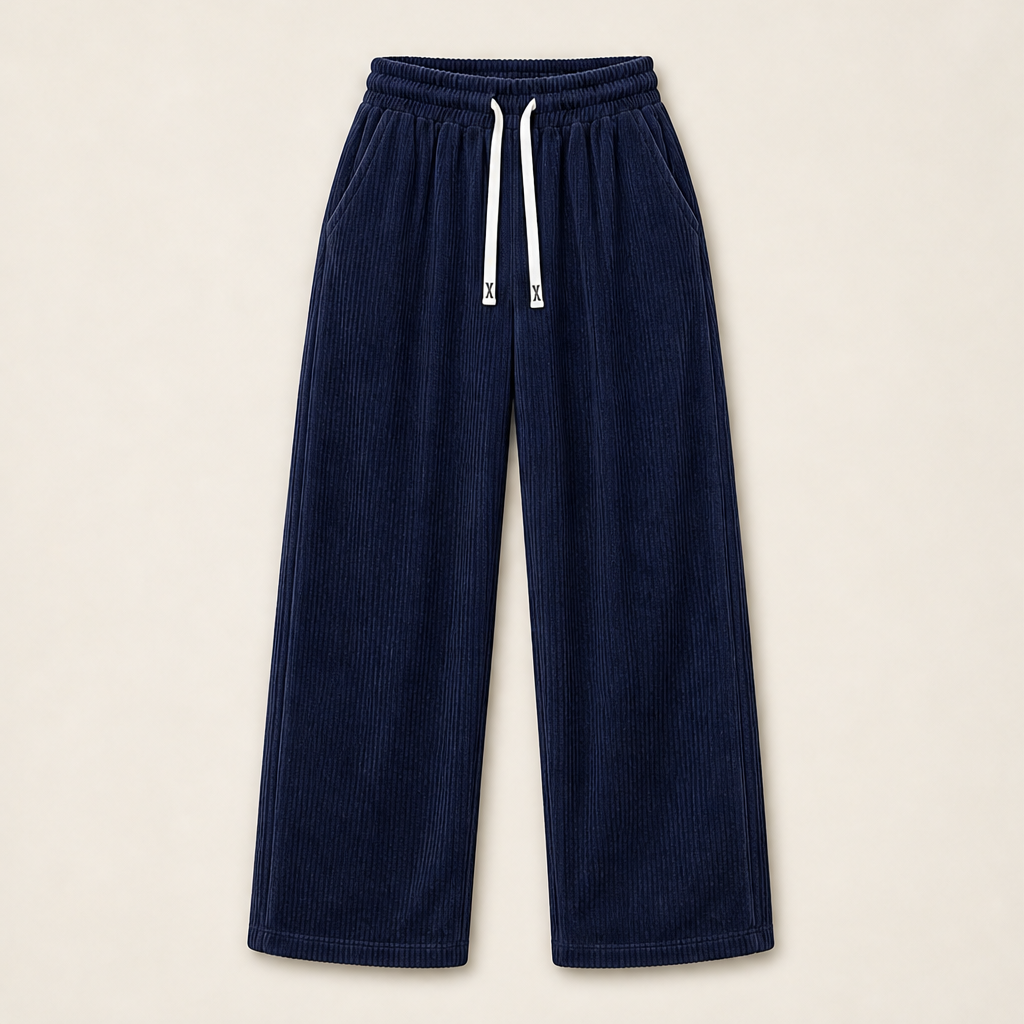 Corelio – Pantaloni Dritti in Velluto a Coste Navy