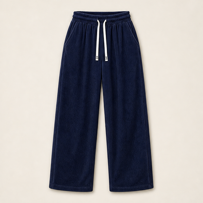 Corelio – Pantaloni Dritti in Velluto a Coste Navy