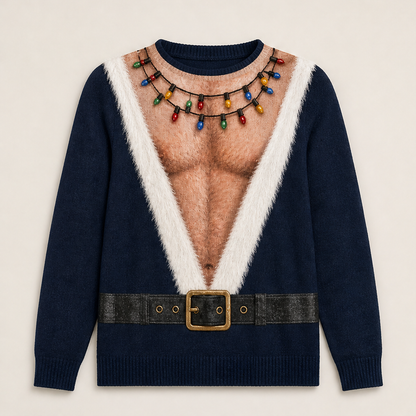 Novalio – Maglione Natalizio Stampa Babbo Natale Navy