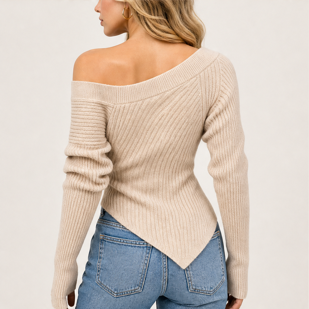 Novarielle – Top in Maglia Asimmetrico Spalle Scoperte detail