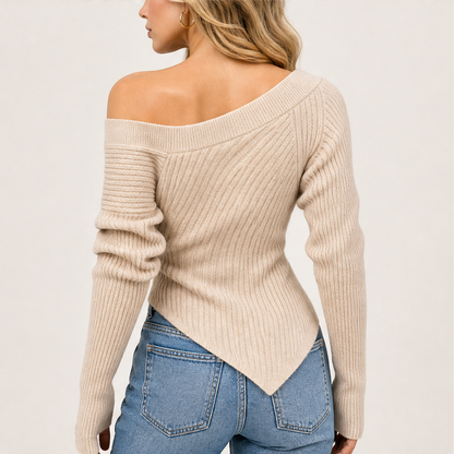 Novarielle – Top in Maglia Asimmetrico Spalle Scoperte detail