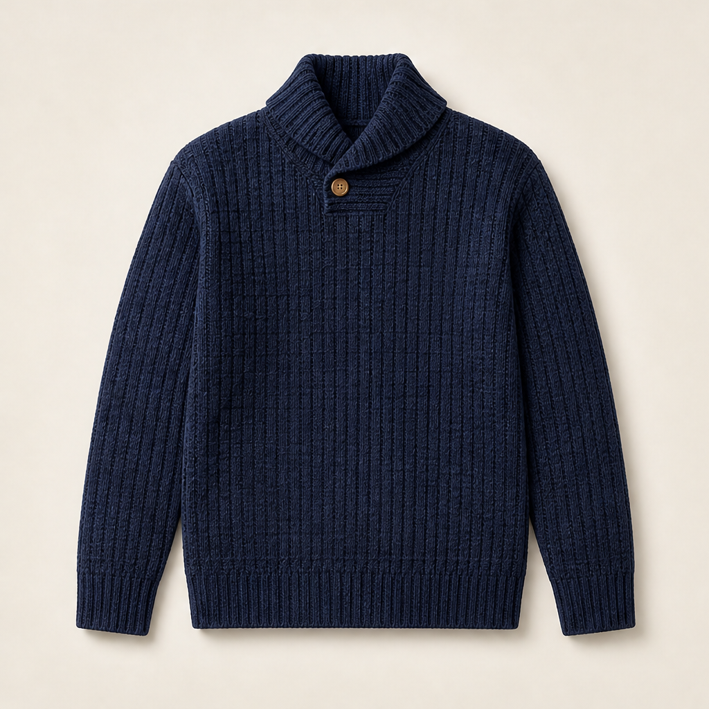 Vellara – Pullover in Maglia Testurizzata con Colletto Navy