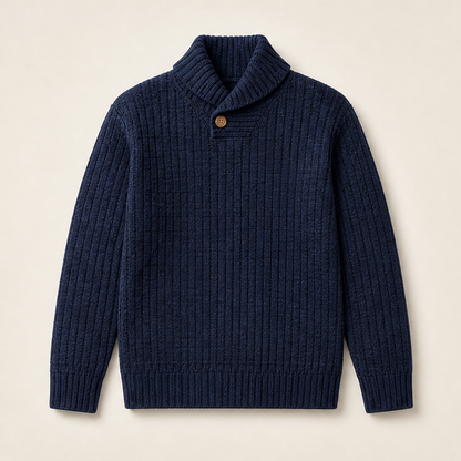 Vellara – Pullover in Maglia Testurizzata con Colletto Navy