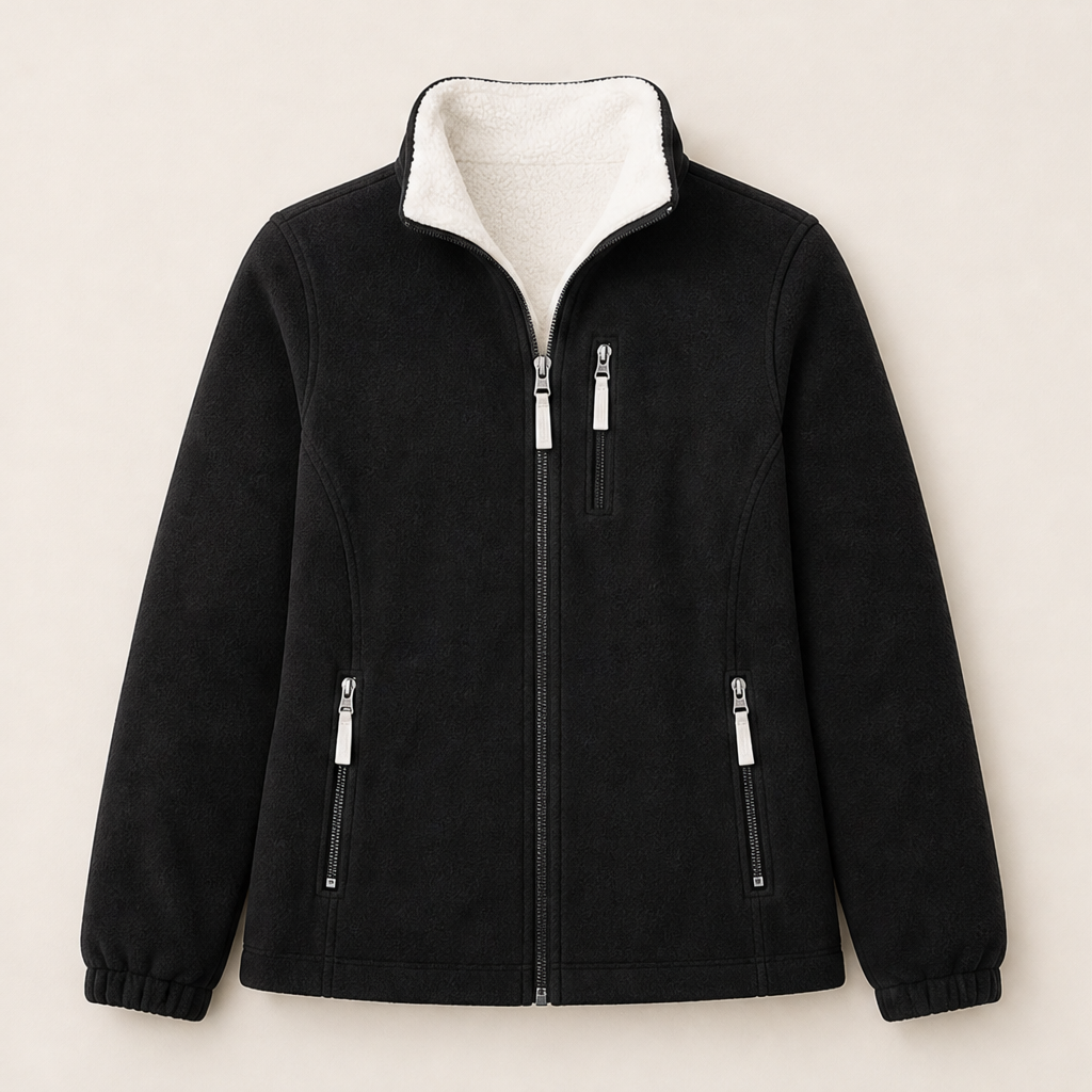 Calorina – Giacca Foderata in Pile con Cappuccio Black