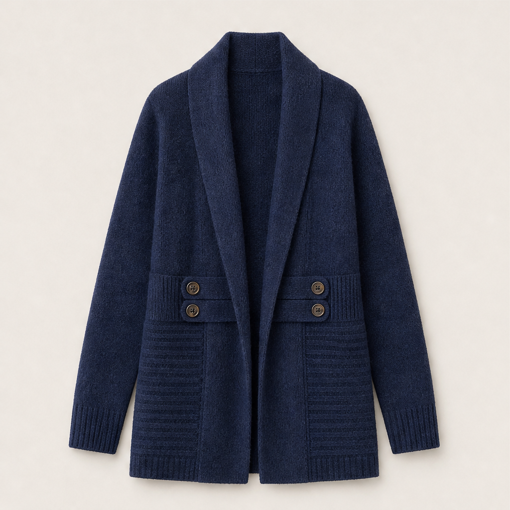 Novarene – Cardigan Doppiopetto in Maglia Navy