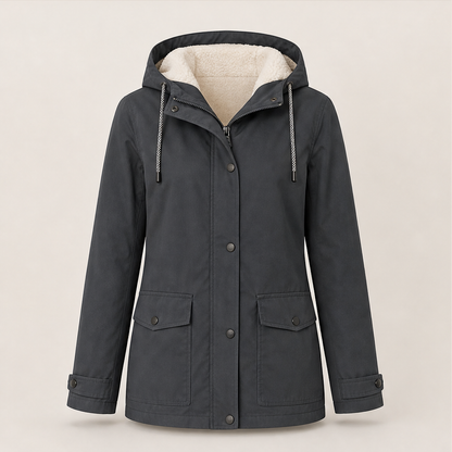 Calorra – Giacca Imbottita con Cappuccio in Sherpa Grey